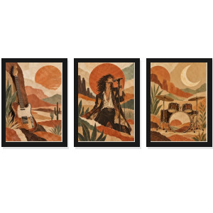 Trio Quadros Rock Boho Desértico