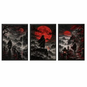 Trio Quadros Ronin Lua Vermelha