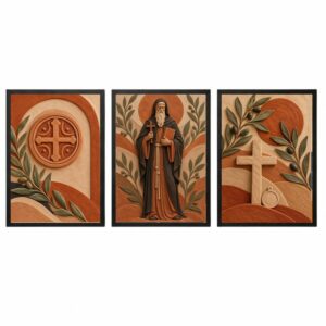 Trio Quadros São Bento Boho Terracota