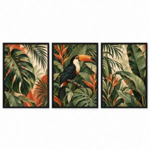 Trio Quadros Selva Boho Tropical