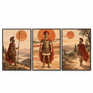 Trio Quadros Soldado Romano Boho Terracota