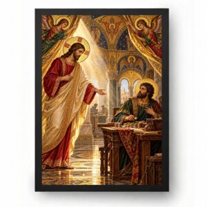 Quadro Jesus Chamando Sao Mateus com Anjos Bizantinos