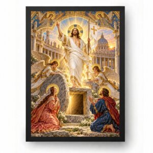 Quadro Jesus Ressuscitado com Anjos no Vaticano Bizantino