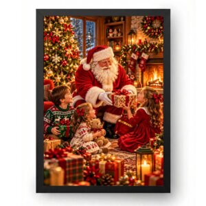 Quadro Natal Papai Noel e Crianças