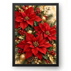 Quadro Natal Poinsettia Vermelha