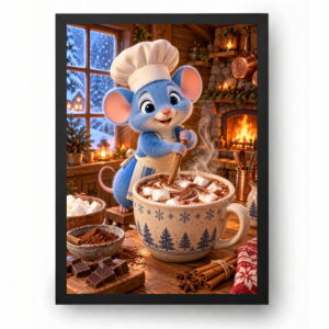 Quadro Rato Chefe de Cozinha Desenho Chocolate Quente