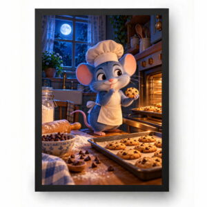 Quadro Rato Chefe de Cozinha Desenho Cozinha Noturna