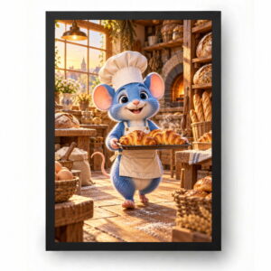Quadro Rato Chefe de Cozinha Desenho Padaria Aconchegante
