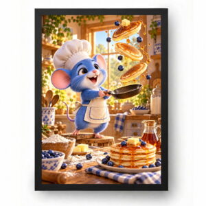 Quadro Rato Chefe de Cozinha Desenho Panquecas Divertidas