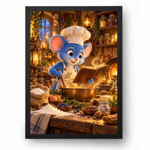 Quadro Rato Chefe de Cozinha Desenho Receita Secreta