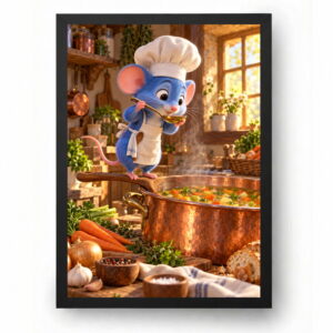 Quadro Rato Chefe de Cozinha Desenho Sopa Caseira