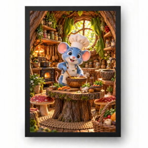 Quadro Rato Chefe de Cozinha Desenho Tronco de Árvore
