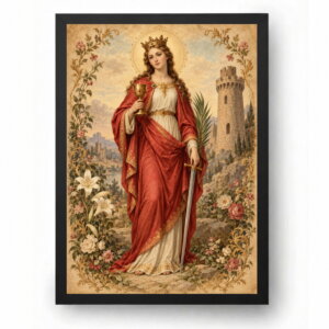 Quadro Santa Bárbara Antigo Estilo Santinho