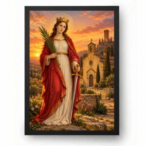 Quadro Santa Bárbara com Igreja ao Fundo
