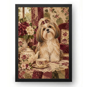 Quadro Cachorro Lhasa Apso Chá da Tarde