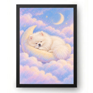 Quadro Cachorro Spitz Alemão Nuvem de Algodão
