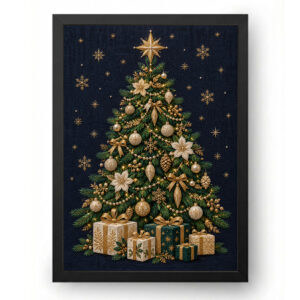 Quadro de Natal Árvore de Natal em Bordado