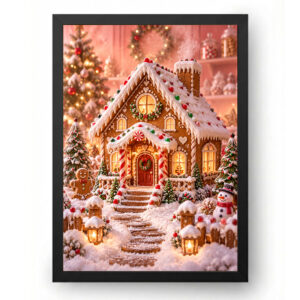 Quadro de Natal Casa de Biscoito Encantada