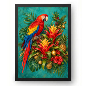 Quadro de Natal Natal Tropical com Arara