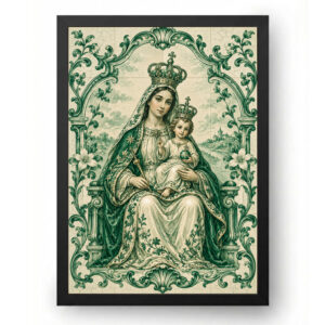 Quadro de Nossa Senhora de Nazaré Azulejaria em Verde Esmeralda