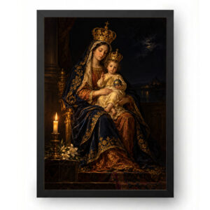 Quadro de Nossa Senhora de Nazaré Barroco Noturno à Luz de Velas
