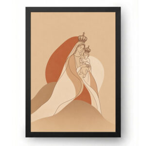 Quadro de Nossa Senhora de Nazaré Minimalista em Tons de Areia