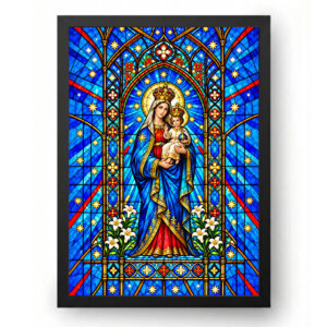 Quadro de Nossa Senhora de Nazaré Vitral Azul Celestial
