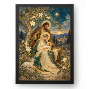 Quadro Presépio Art Nouveau Lírios e Estrelas