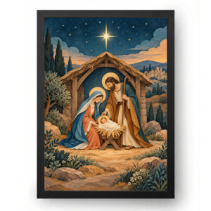 Quadro Presépio Arte em Papel Recortado