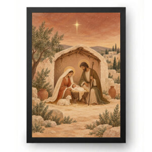 Quadro Presépio Minimalista Terracota e Areia