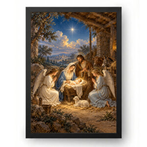 Quadro Presépio Pintura Clássica Adoração dos Anjos