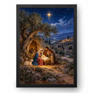 Quadro Presépio Pintura Romântica Sob as Estrelas