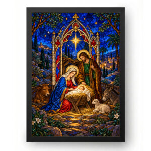 Quadro Presépio Vitral Azul e Rubi
