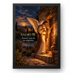 Quadro Salmo 91 Anjo à Luz de Velas
