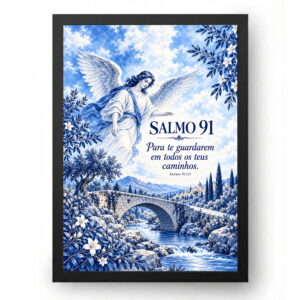 Quadro Salmo 91 Caminho Guardado em Azul