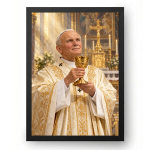Quadro São João Paulo II Celebração em Branco e Ouro