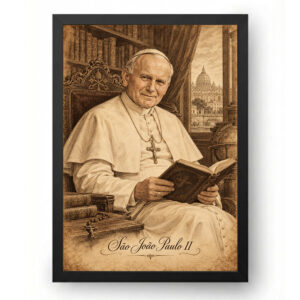 Quadro São João Paulo II Gravura Antiga