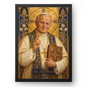 Quadro São João Paulo II Ícone Bizantino Dourado