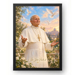 Quadro São João Paulo II Paz entre Pombas