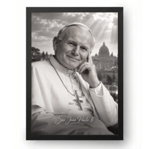Quadro São João Paulo II Sorriso em Preto e Branco